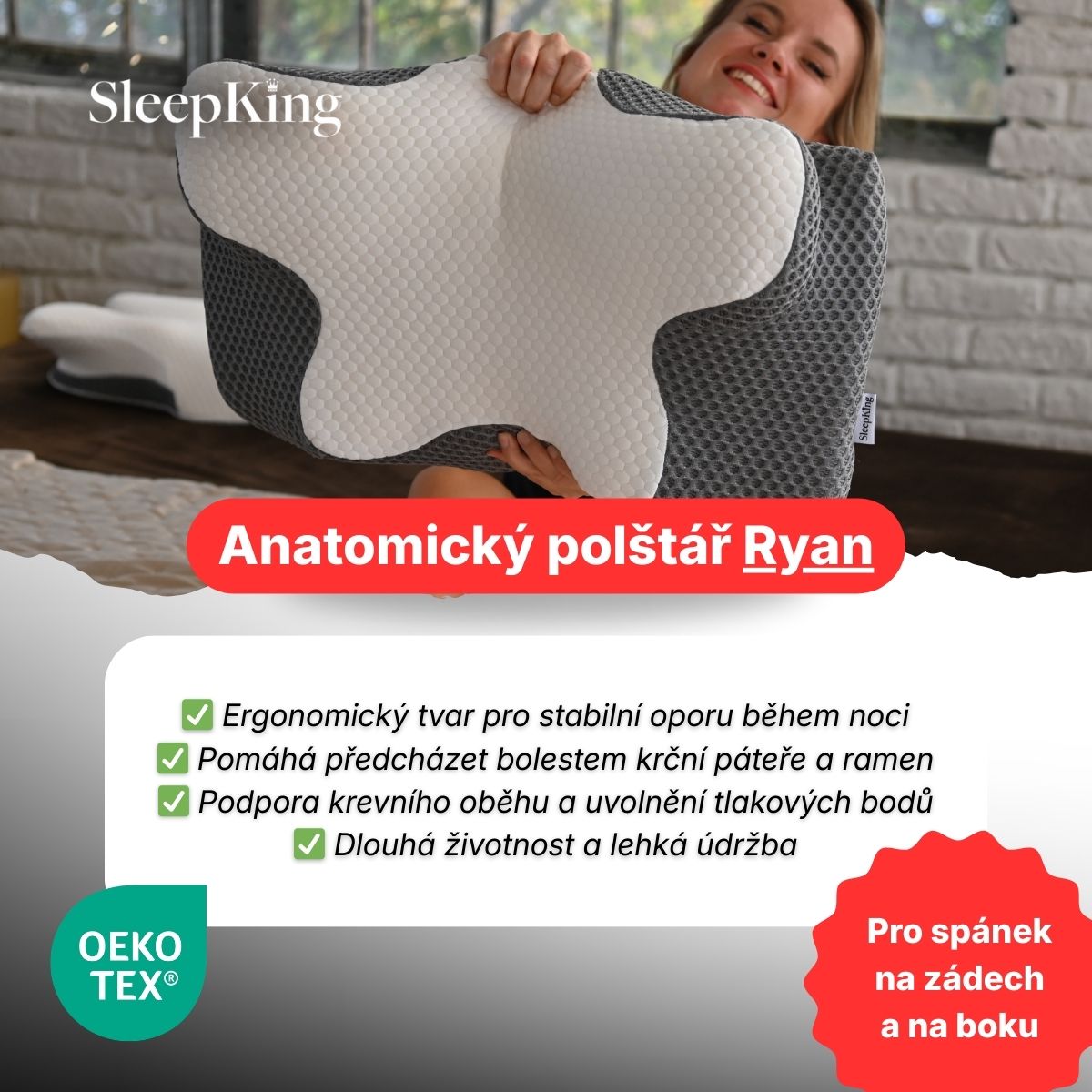 SleepKing™ Anatomický polštář Ryan 2 SleepKing™ Anatomický polštář Ryan - Obrázek 2