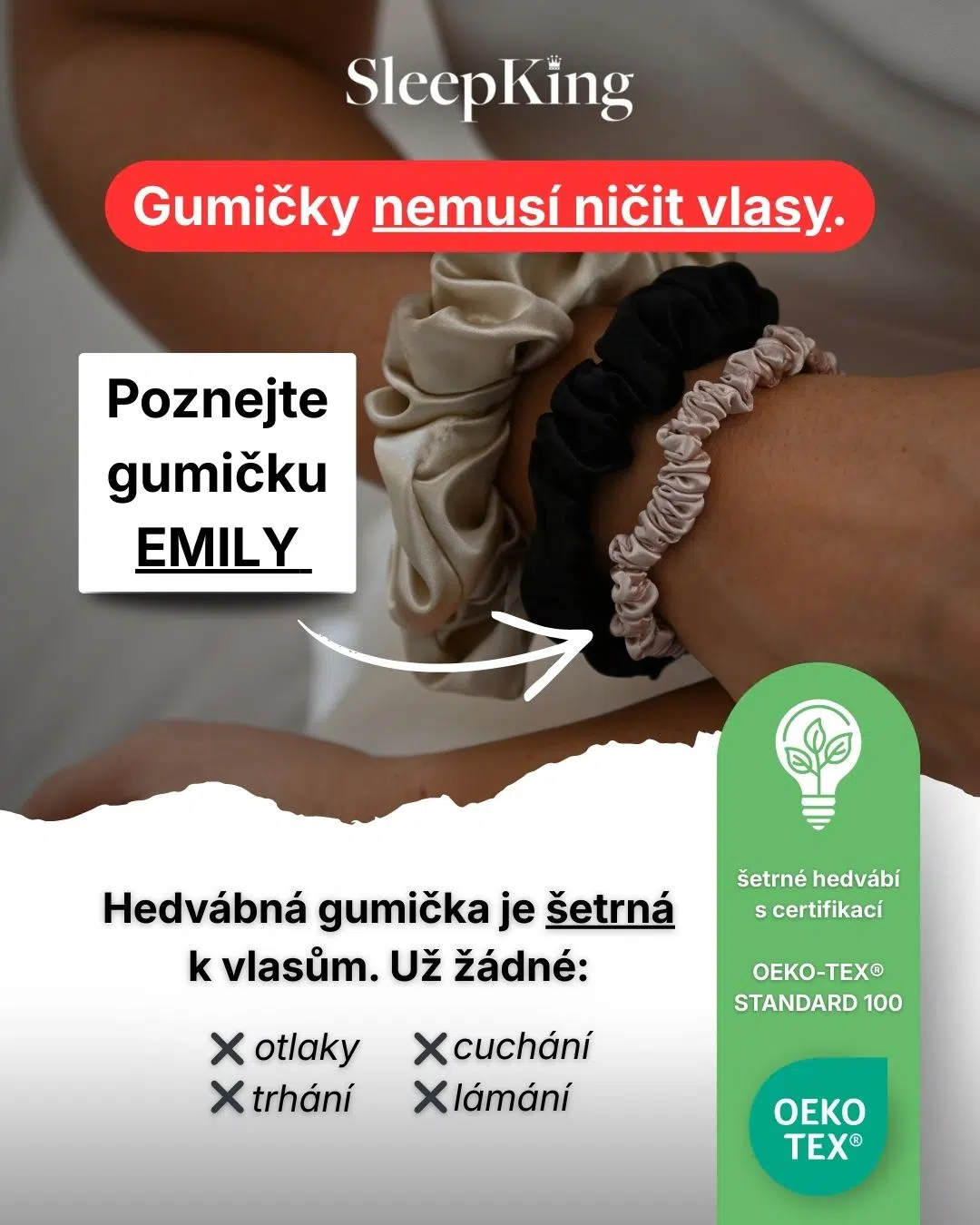 SleepKing™ Hedvábná gumička, Emily 2 SleepKing™ Hedvábná gumička, Emily - Obrázek 2