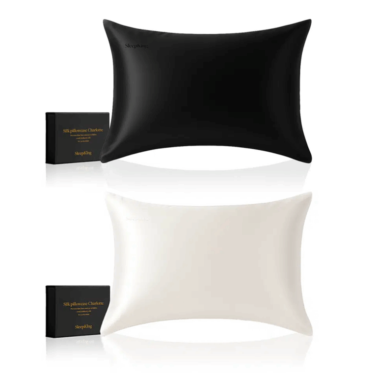 2x Sleepking™ hedvábný povlak Charlotte 50x70 cm (bílá+černá)